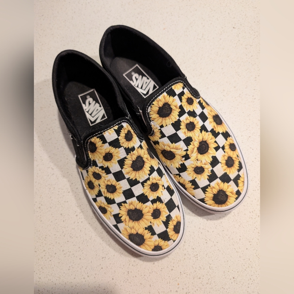 Vans Sunflower Checkered Slip-On Sneakers - Black and Yellow